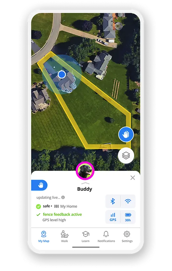 Phone screen displaying of a virtual fence